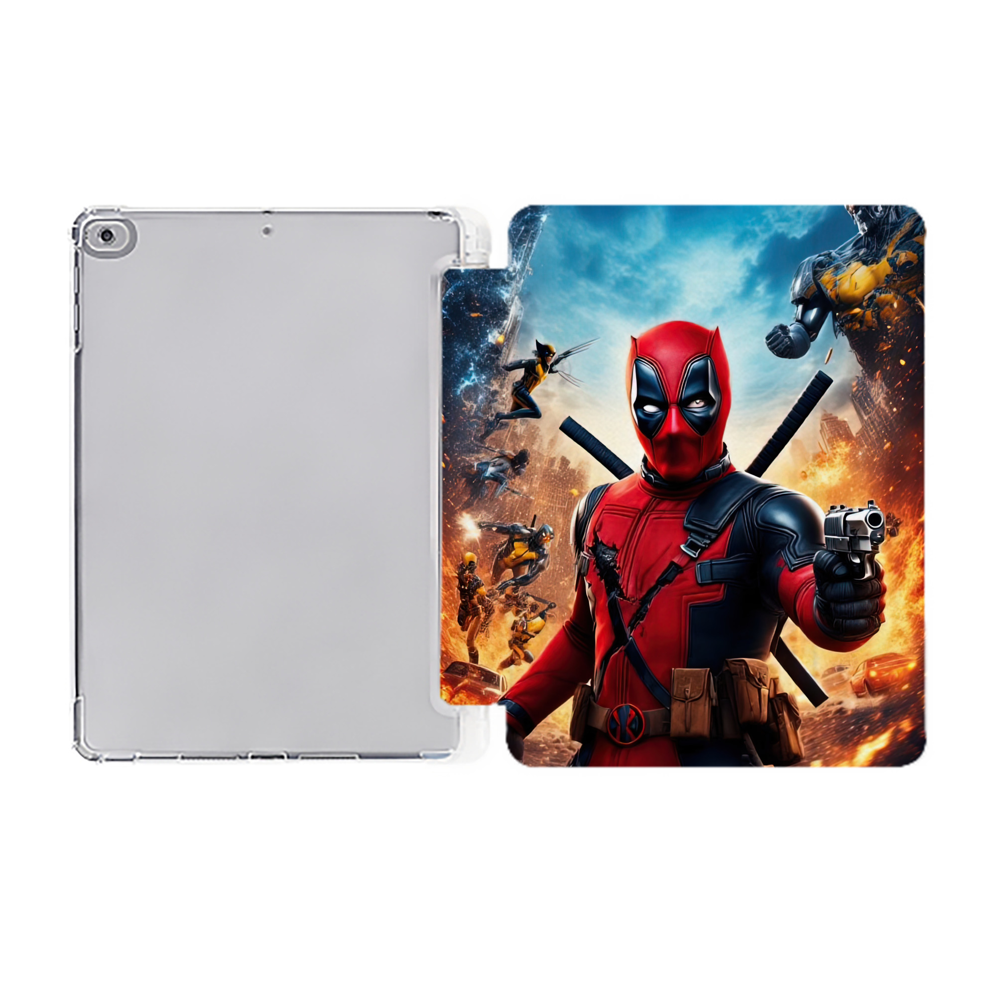 （画像用） Deadpool デッドプール IPad ケース ペン収納付き 三つ折りスタンド PUレザー×シリコン 対応機種9.5/10.5/10.9インチ